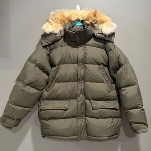 CABELA’S Premier Northern Goose Down Jacket Coyote Fur Trim Hood MEN’S LARGE L